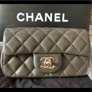 CHANEL Mini Rectangle Flap Chain Bag - Charcoal
